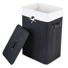 Black Bamboo Laundry Hamper with Removable Liner