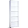 Modern 5-Tier Bookcase Storage Shelf in White Wood Finish