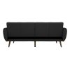 Dark Grey Linen Futon Sofa Bed with Modern Mid-Century Style Wooden Legs