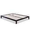 Full size Contemporary Black Metal Platform Bed with Wooden Slats