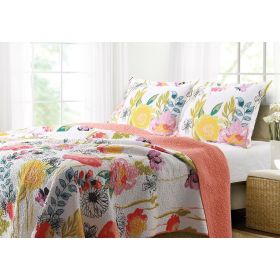 Full / Queen Cotton Quilt Set Multi-Color Floral Pattern