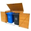 Outdoor 65 x 38 inch Wood Storage Shed for Trash Garbage Recycle Bins