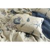 King size 3-Piece Bedspread Quilt Set in 100-Percent Cotton with Seashells Ocean Beach Nautical Pattern