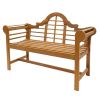 Solid Wood Outdoor Lattice Back Garden Bench with Armrests in Natural Finish