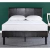 Queen Espresso Faux Leather Platform Bed Frame with Headboard