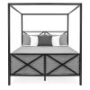 Queen size 4-Post Canopy Bed Frame in Black Metal Finish