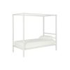 Twin size White Metal Platform Canopy Bed Frame - No Box-spring Necessary