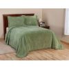 Twin size Sage Green Cotton Chenille Bedspread with Fringe Edge