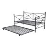 Twin size Contemporary Daybed and Trundle Set in Black Metal Finish