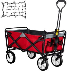 VEVOR Wagon Cart, Collapsible Folding Cart with 176lbs Load, Outdoor Utility Garden Cart, Adjustable Handle