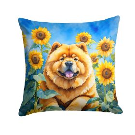 Chow Chow in Sunflowers Throw Pillow Machine Washable, Indoor Outdoor Decorative Pillow for Couch, Bed or Patio, 14Hx14W