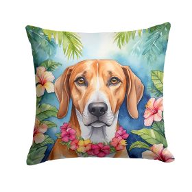 American Foxhound Luau Throw Pillow Machine Washable, Indoor Outdoor Decorative Pillow for Couch, Bed or Patio, 14Hx14W