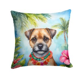 Border Terrier Luau Throw Pillow Machine Washable, Indoor Outdoor Decorative Pillow for Couch, Bed or Patio, 14Hx14W