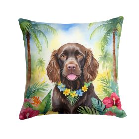 Boykin Spaniel Luau Throw Pillow Machine Washable, Indoor Outdoor Decorative Pillow for Couch, Bed or Patio, 14Hx14W