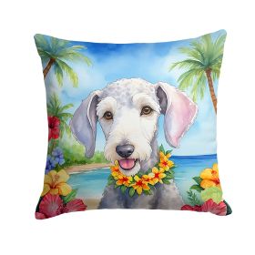 Bedlington Terrier Luau Throw Pillow Machine Washable, Indoor Outdoor Decorative Pillow for Couch, Bed or Patio, 14Hx14W