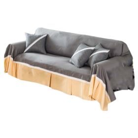 Lace Sofa Cover Two-tone Sofa Towel Modern Love Seat Sofa Slipcover Couch Cover; Grey Khaki