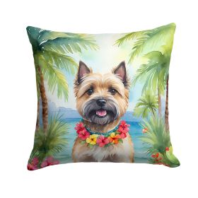 Cairn Terrier Luau Throw Pillow Machine Washable, Indoor Outdoor Decorative Pillow for Couch, Bed or Patio, 14Hx14W