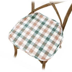 2Pcs Dining Chair Pads Rural Style Grids Soft Cotton Seat Cushions for Kitchen Dining Room Office