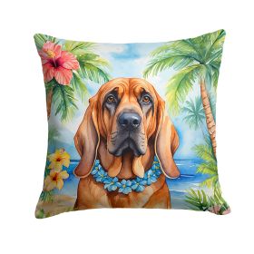 Bloodhound Luau Throw Pillow Machine Washable, Indoor Outdoor Decorative Pillow for Couch, Bed or Patio, 14Hx14W