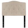 Twin size Beige Fabric Upholstered Button Tufted Headboard