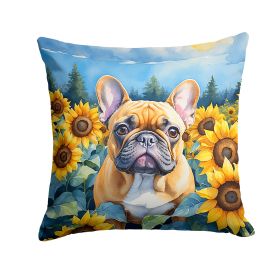 French Bulldog in Sunflowers Throw Pillow Machine Washable, Indoor Outdoor Decorative Pillow for Couch, Bed or Patio, 14Hx14W (Default: Default)