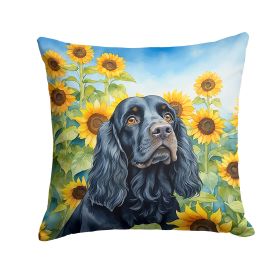 Cocker Spaniel in Sunflowers Throw Pillow Machine Washable, Indoor Outdoor Decorative Pillow for Couch, Bed or Patio, 14Hx14W (Default: Default)