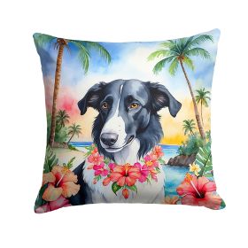 Borzoi Luau Throw Pillow Machine Washable, Indoor Outdoor Decorative Pillow for Couch, Bed or Patio, 14Hx14W (Default: Default)