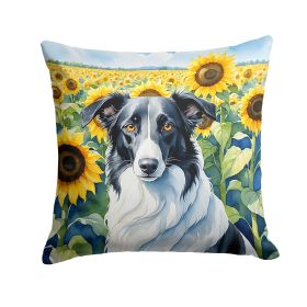 Borzoi in Sunflowers Throw Pillow Machine Washable, Indoor Outdoor Decorative Pillow for Couch, Bed or Patio, 14Hx14W (Default: Default)