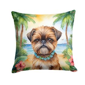 Brussels Griffon Luau Throw Pillow Machine Washable, Indoor Outdoor Decorative Pillow for Couch, Bed or Patio, 14Hx14W (Default: Default)